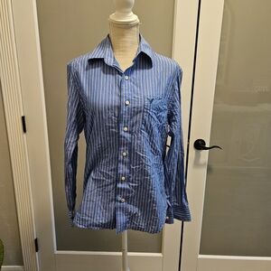 American Eagle Outfitters Blue and White Striped Shirt